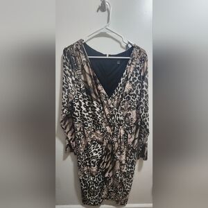 Thalia Sodi XL Ruched V Neck Dress Gold Shimmer